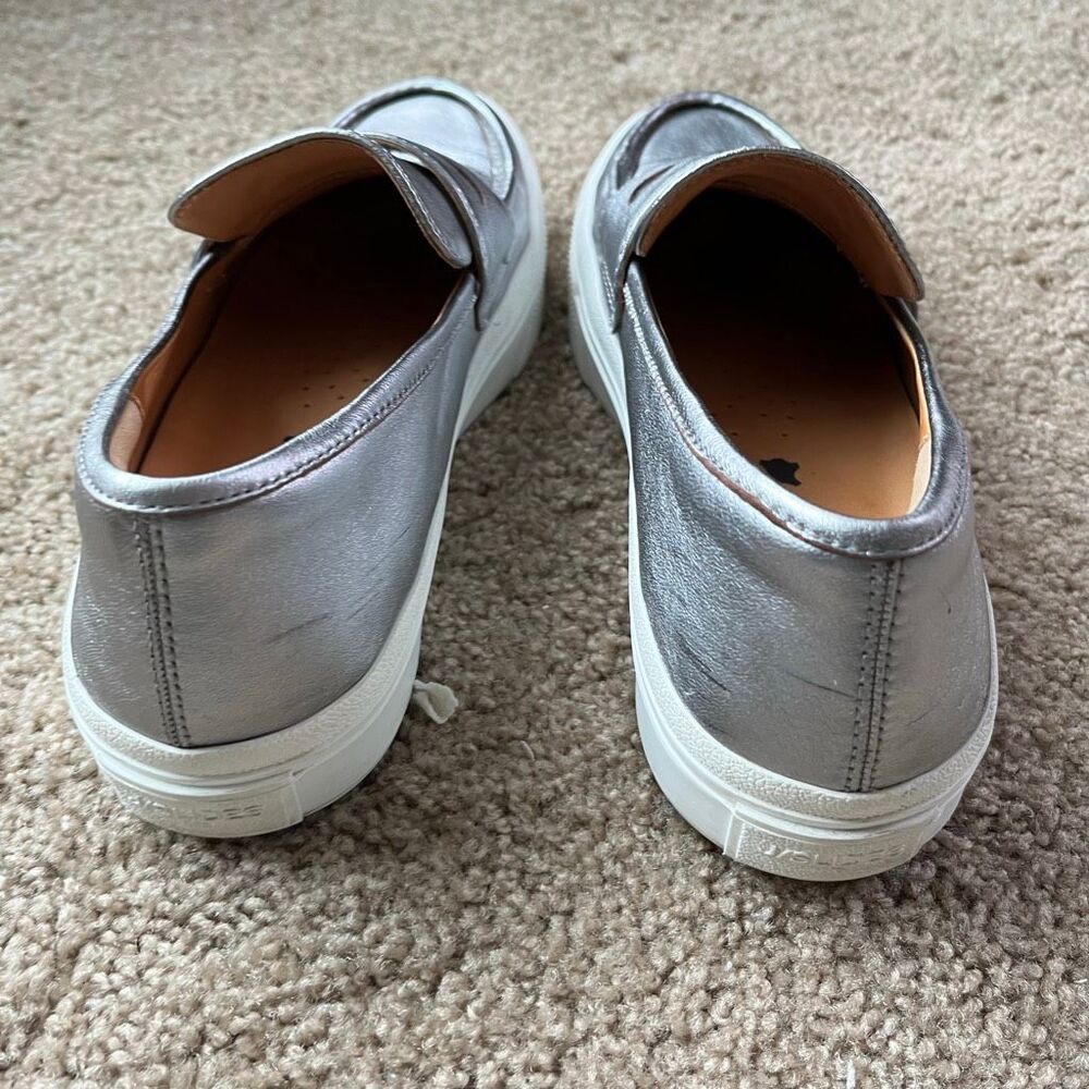 VTG J/Slides Gigi JS Pewter Leather Platform Loafer Sneaker 10 Slip On - Picture 10 of 11